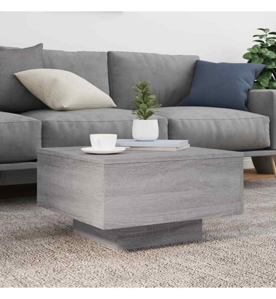 Couchtisch mit LED-Leuchten Grau Sonoma 55x55x31 cm