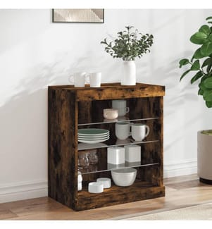 Sideboard mit LED-Leuchten Räuchereiche 60,5x37x67 cm