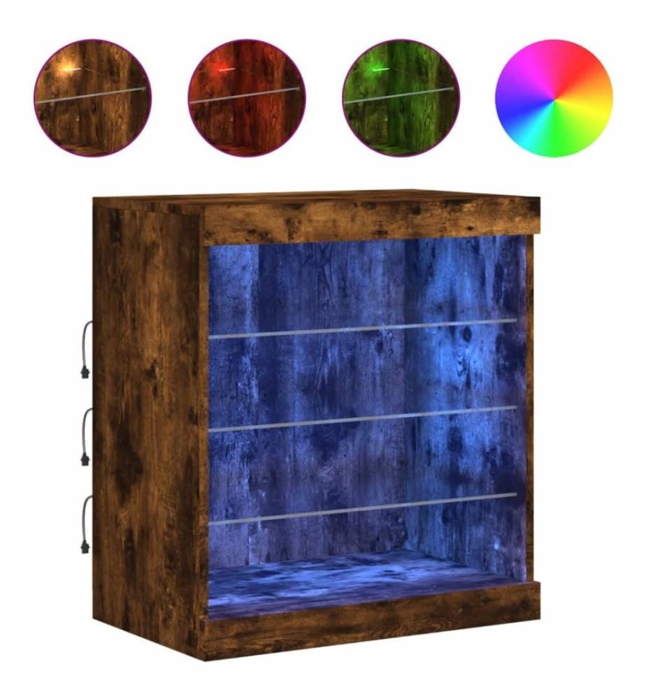Sideboard mit LED-Leuchten Räuchereiche 60,5x37x67 cm