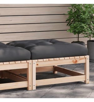 Repose-pied de jardin avec coussin bois de pin massif