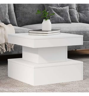 Couchtisch mit LED-Leuchten Weiss 50x50x40 cm