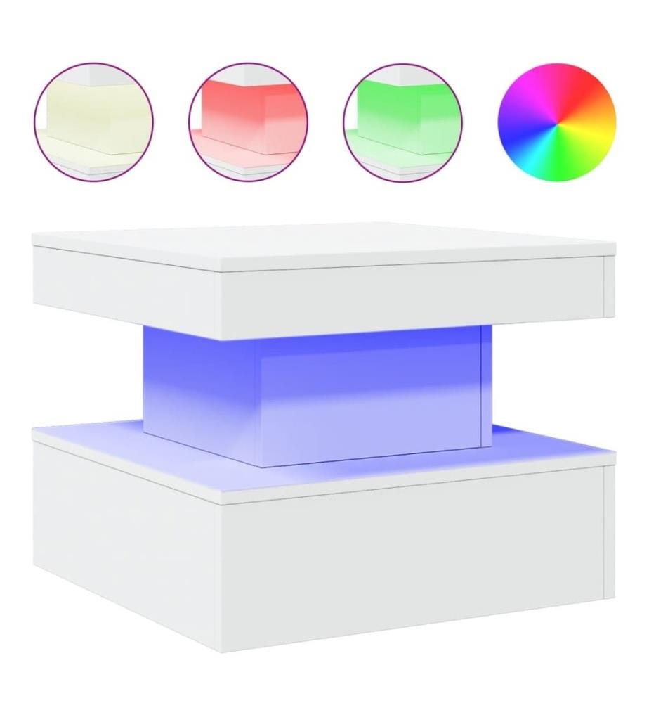 Couchtisch mit LED-Leuchten Weiss 50x50x40 cm