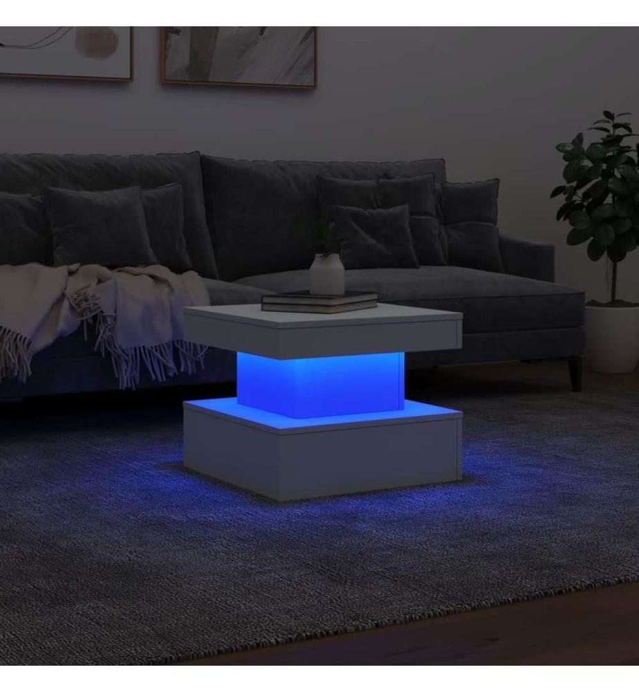 Couchtisch mit LED-Leuchten Weiss 50x50x40 cm