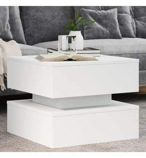 Couchtisch mit LED-Leuchten Weiss 50x50x40 cm