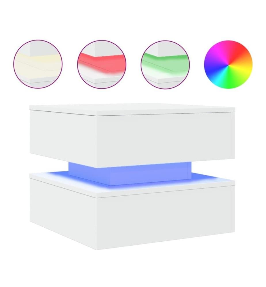 Couchtisch mit LED-Leuchten Weiss 50x50x40 cm