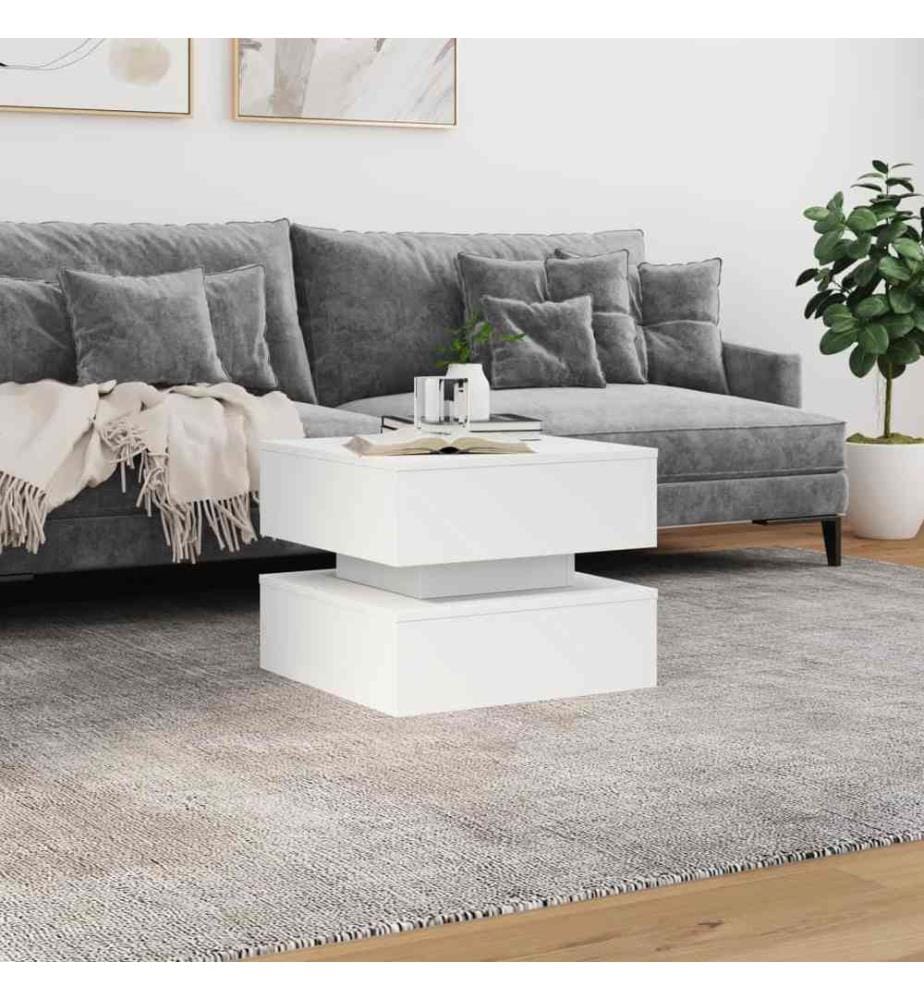 Couchtisch mit LED-Leuchten Weiss 50x50x40 cm
