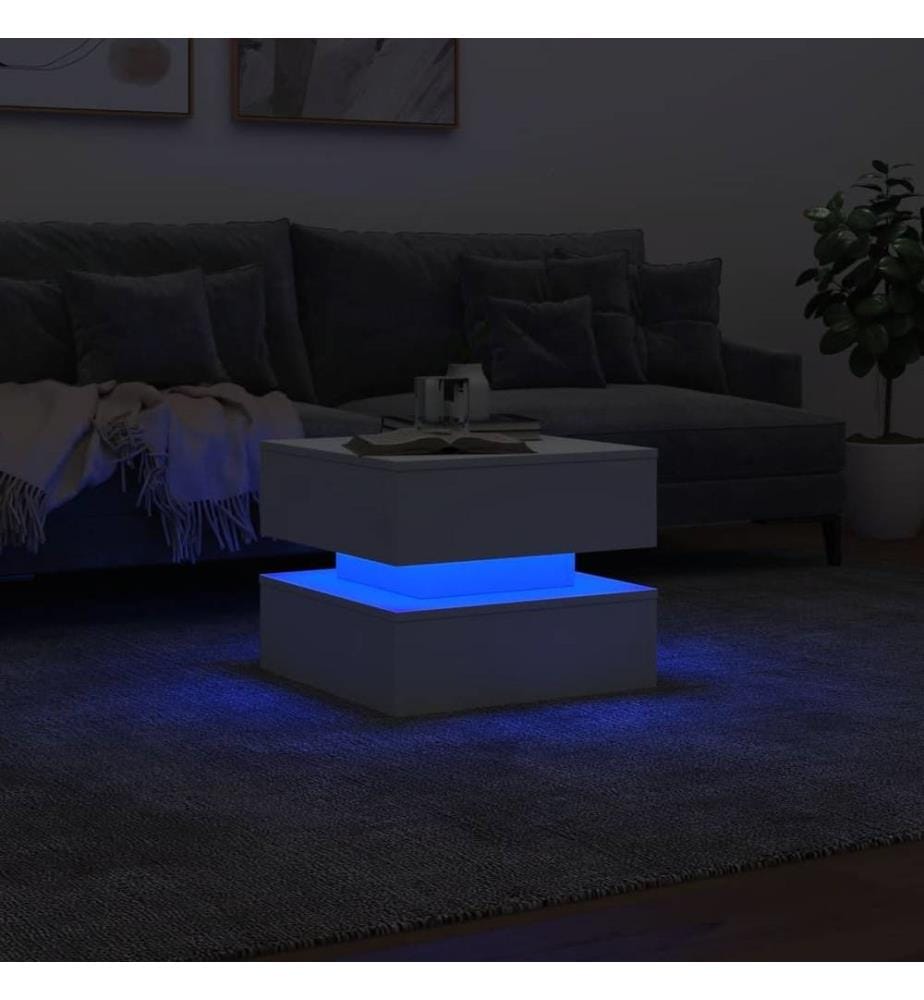 Couchtisch mit LED-Leuchten Weiss 50x50x40 cm
