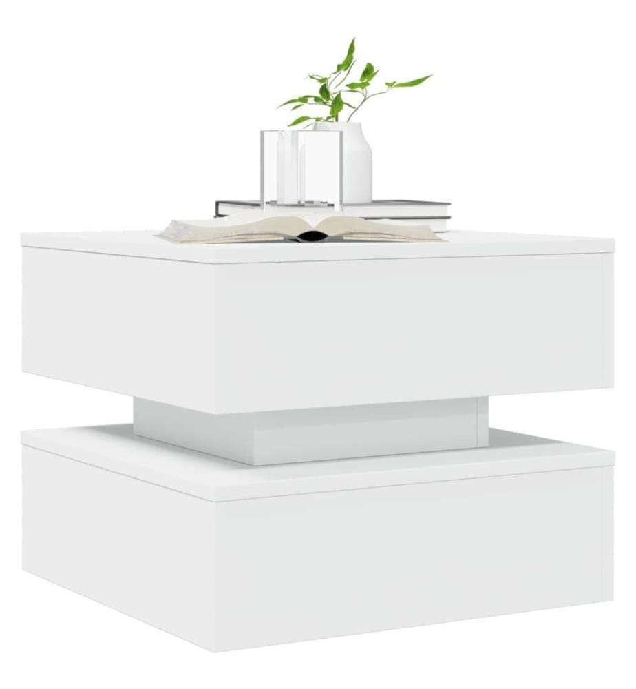 Couchtisch mit LED-Leuchten Weiss 50x50x40 cm