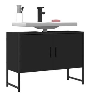 Waschbeckenunterschrank Schwarz 80x33x60 cm Holzwerkstoff