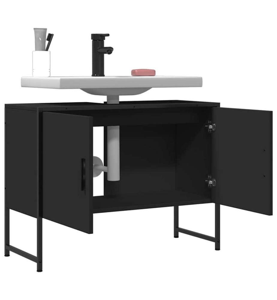 Waschbeckenunterschrank Schwarz 80x33x60 cm Holzwerkstoff