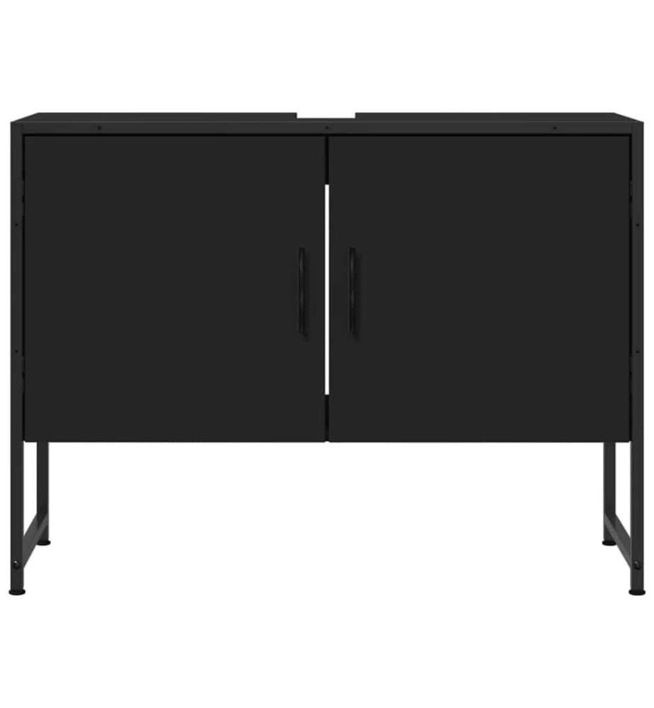 Waschbeckenunterschrank Schwarz 80x33x60 cm Holzwerkstoff