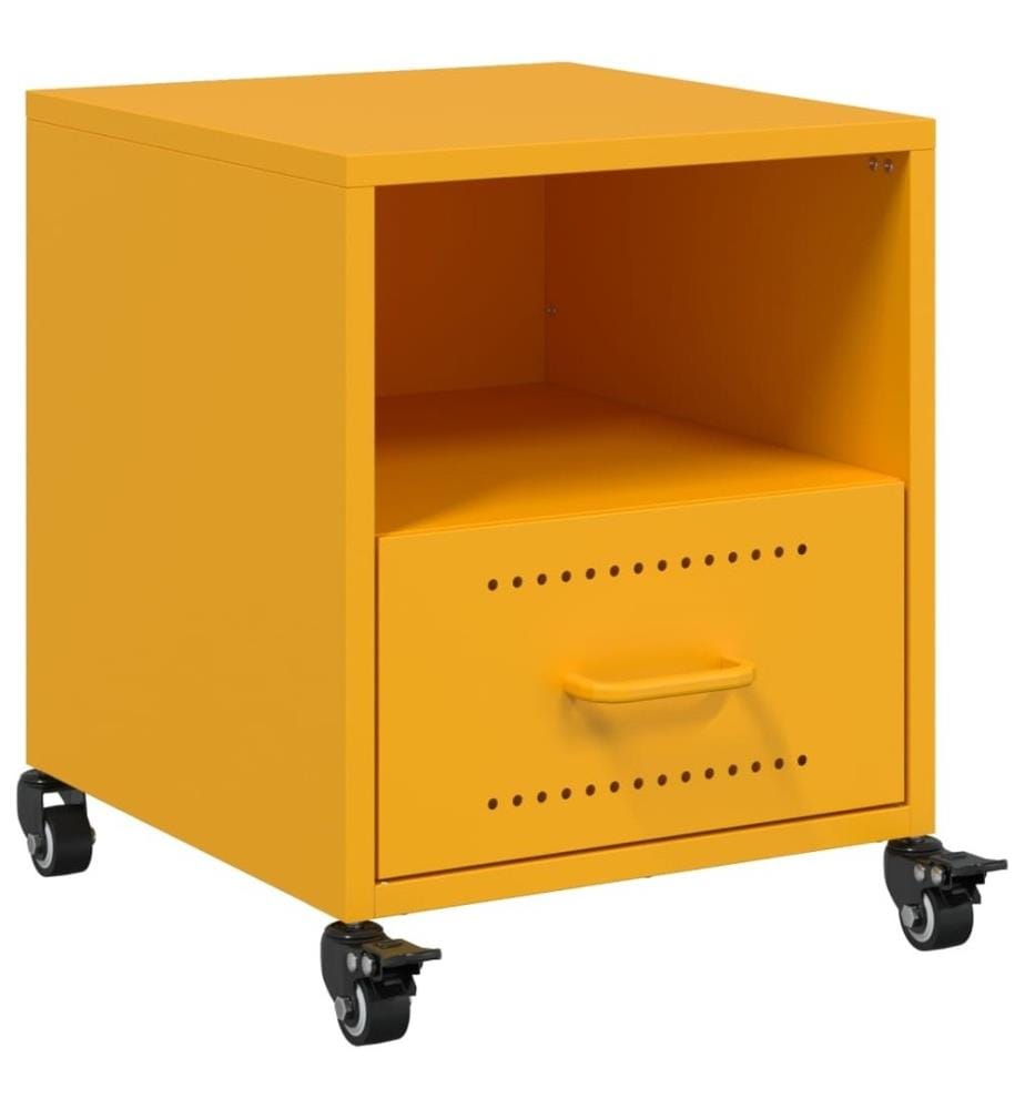 Table de chevet jaune moutarde 36x39x43,5 cm acier