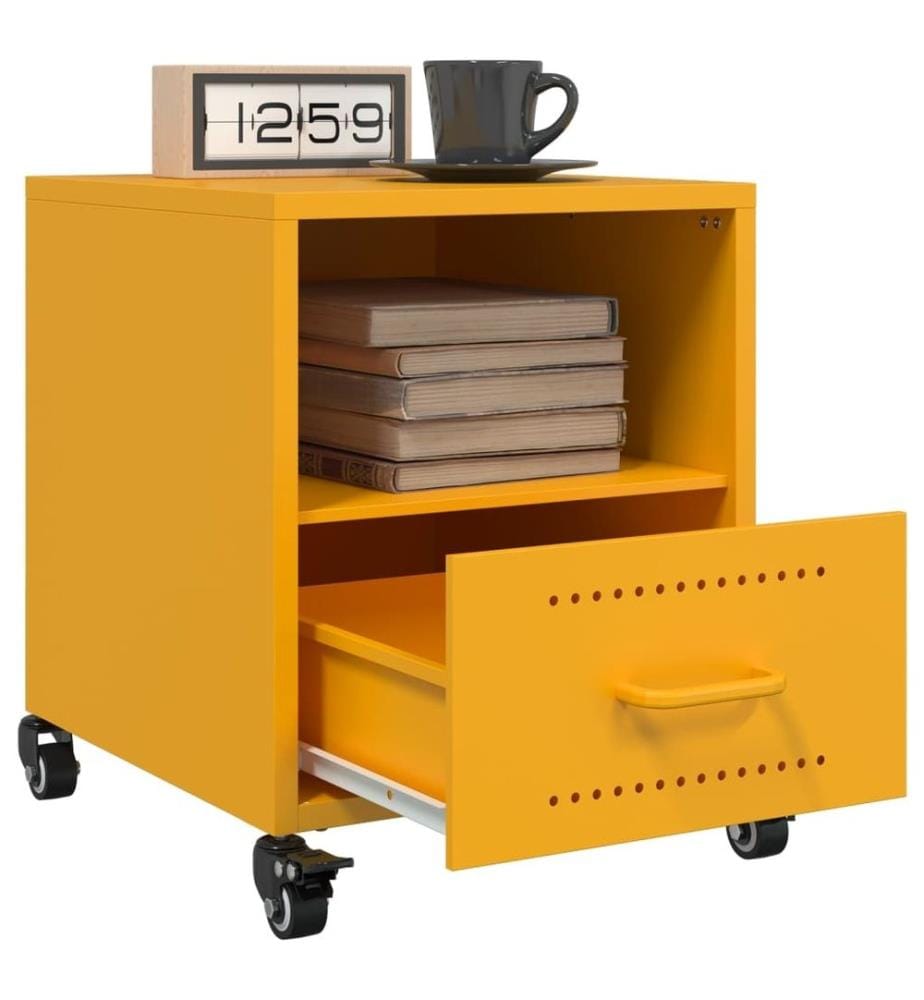 Table de chevet jaune moutarde 36x39x43,5 cm acier