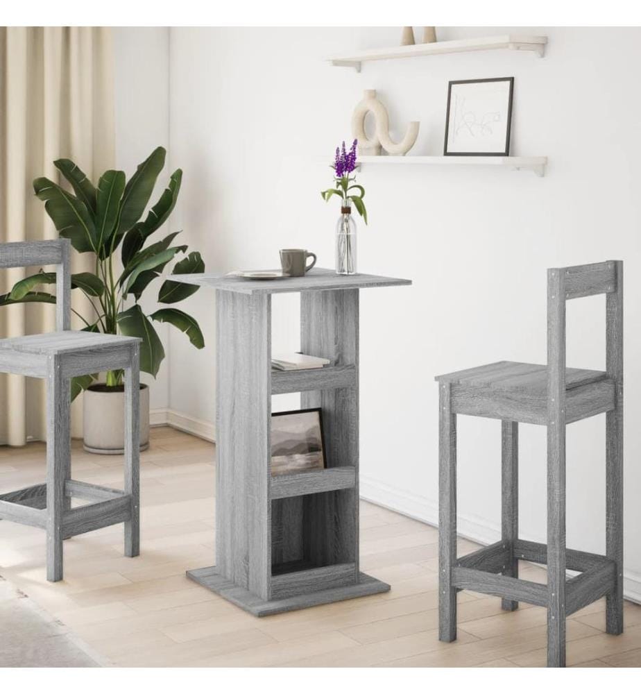 Bartisch mit Ablagen Grau Sonoma 60x60x102 cm Holzwerkstoff