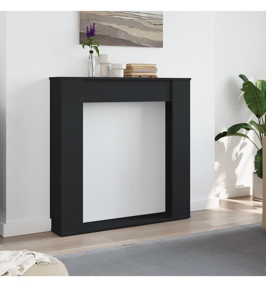 Kaminumrandung Schwarz 100x20x100 cm Holzwerkstoff