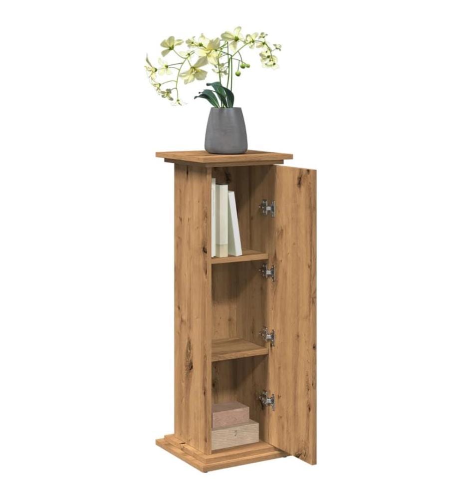 Piédestal avec rangement chêne artisanal bois d'ingénierie