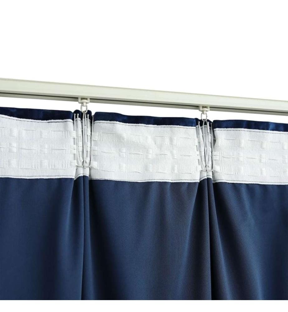 Rideaux occultants et crochet 2pcs Velours Bleu foncé 140x225cm