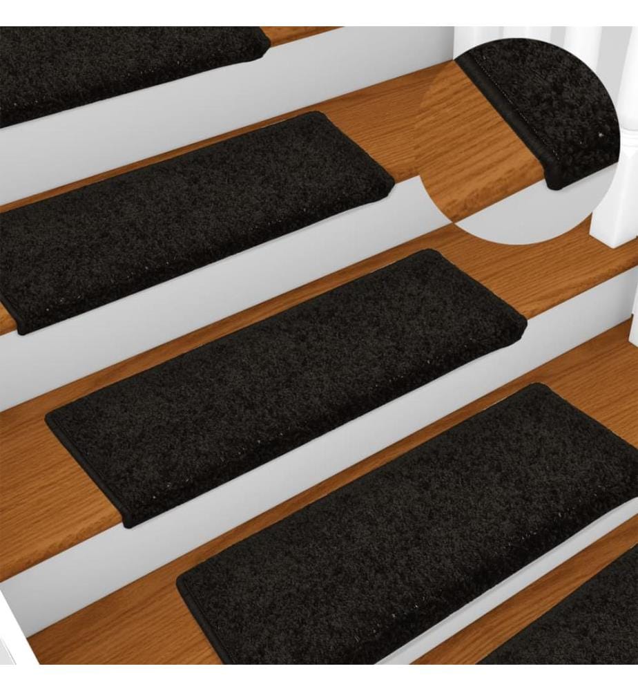 Stufenmatten 15 Stk. 65x21x4 cm Schwarz Rechteckiger Rand