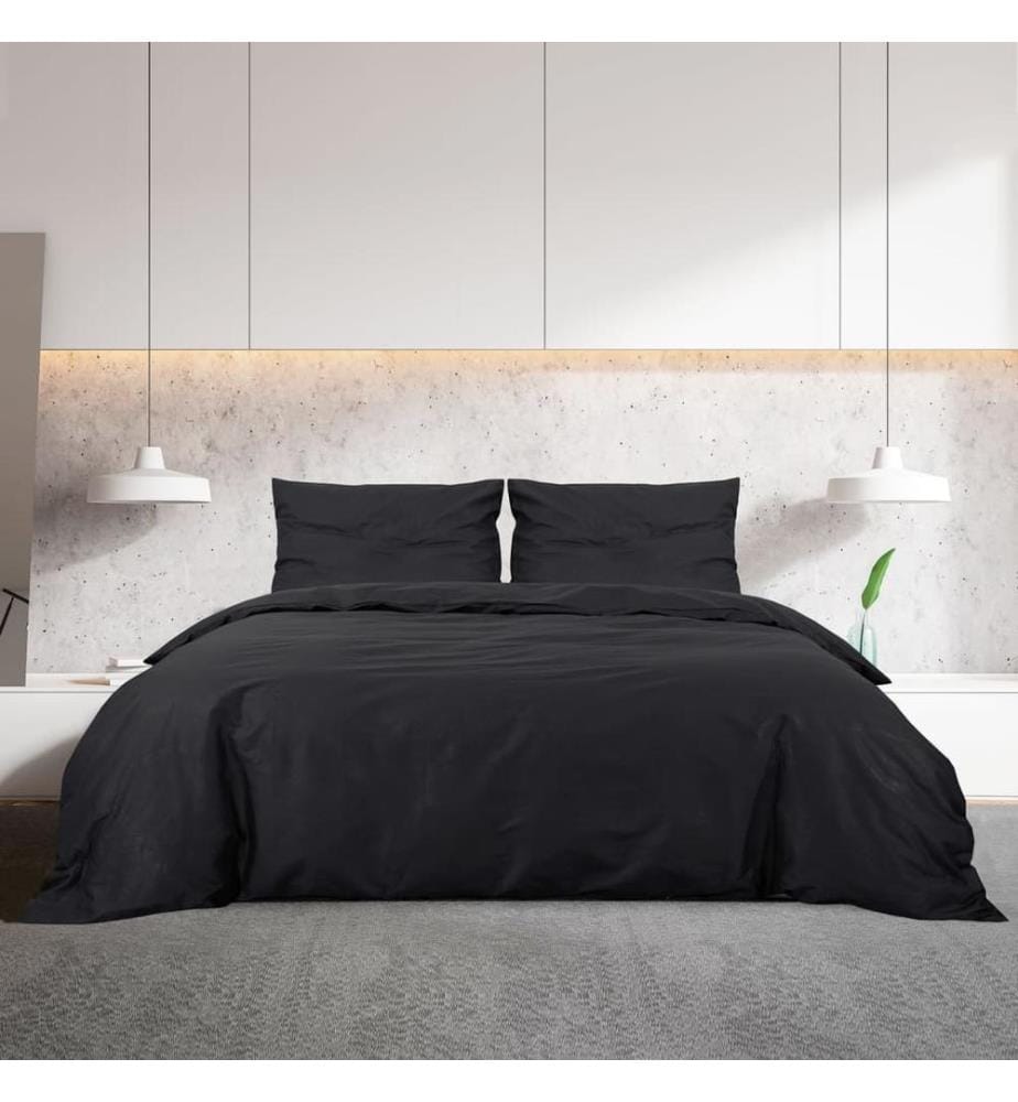 Bettwäsche-Set Schwarz 240x220 cm Baumwolle