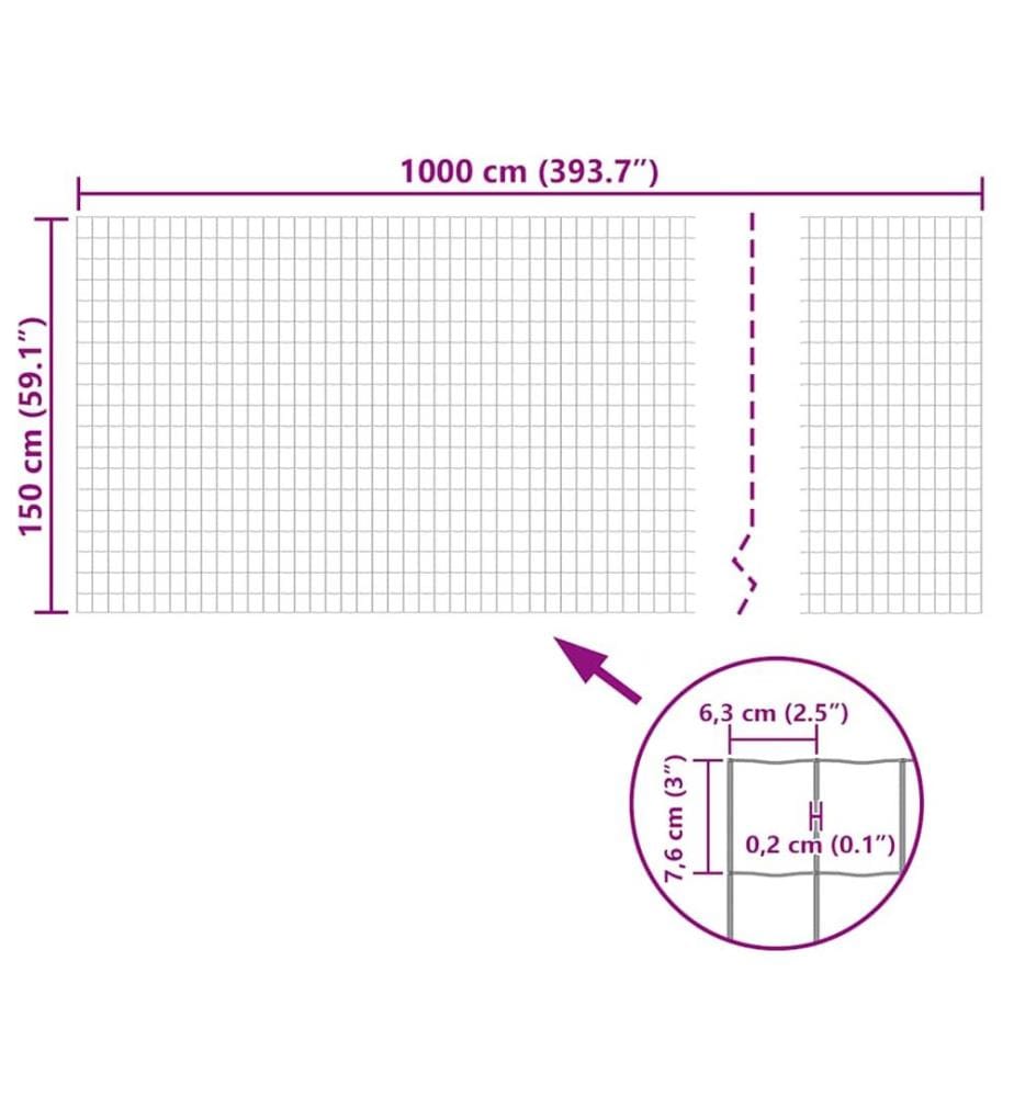 Clôture euro Acier 10 x 1,5 m Vert