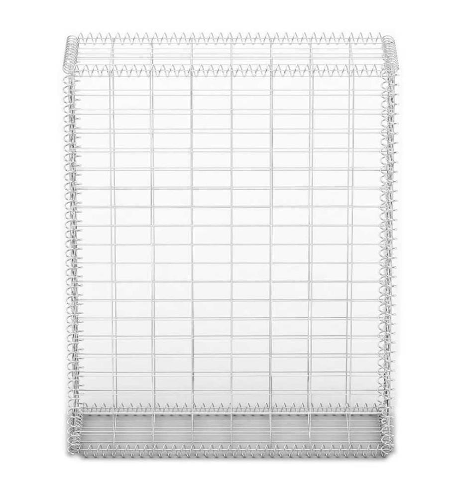 Panier de gabion avec couvercle Fil galvanisé 100 x 80 x 30 cm