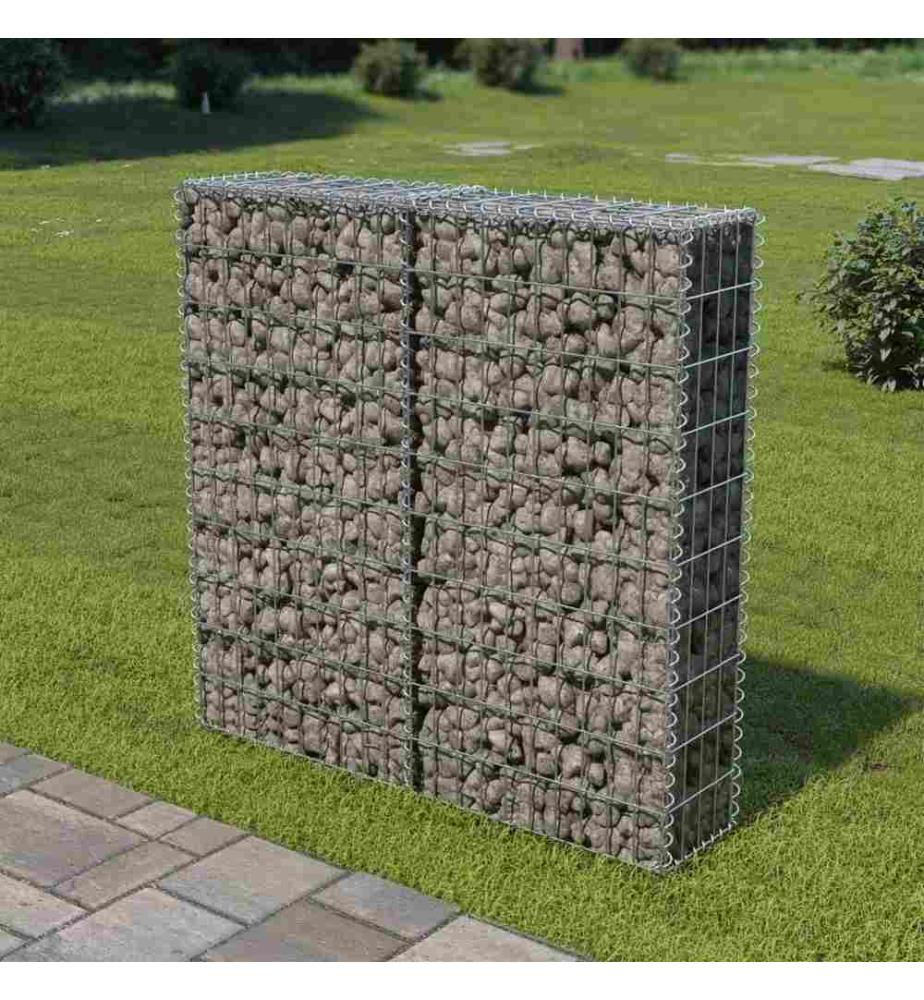 Mur à gabion avec couvercles Acier galvanisé 100x20x100 cm