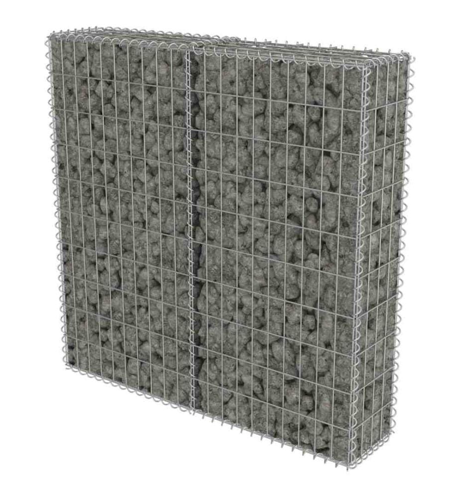 Mur à gabion avec couvercles Acier galvanisé 100x20x100 cm