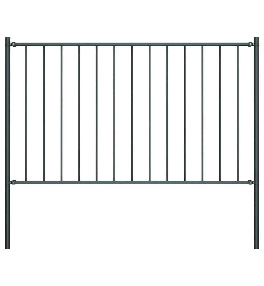 Panneau de clôture avec poteaux en acier thermolaqué 1,81 x 1,25 m Anthracite