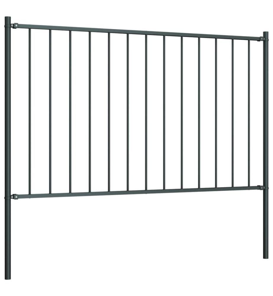 Panneau de clôture avec poteaux en acier thermolaqué 1,81 x 1,25 m Anthracite