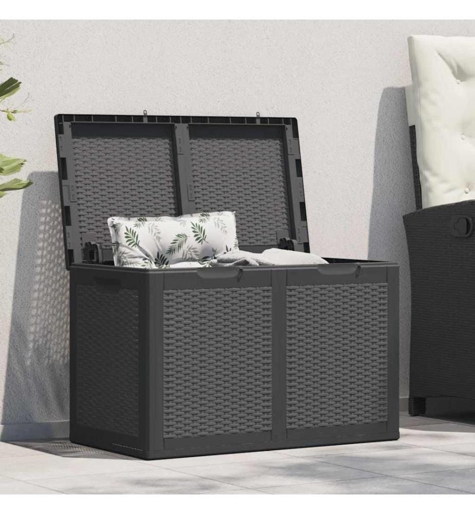 Garten-Aufbewahrungsbox 180 L Schwarz PP Rattan