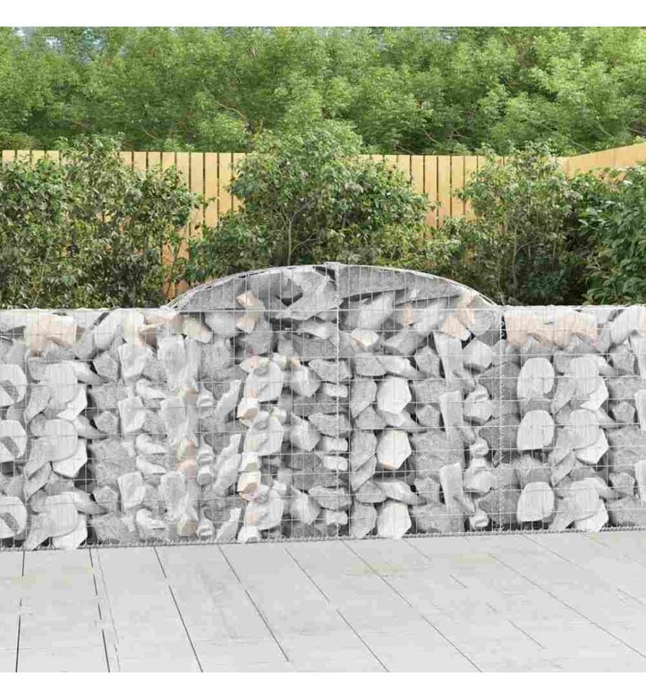 Gabione mit Hochbogen 300x30x100/120 cm Verzinktes Eisen