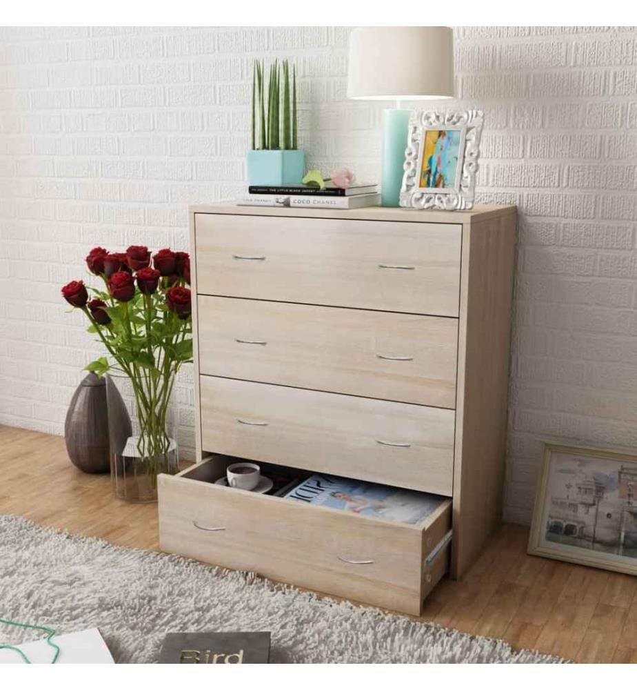 Kommode mit 4 Schubladen 60×30,5×71 cm Eichenbraun