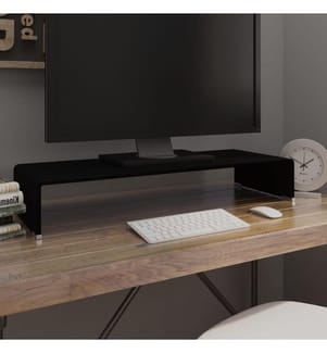 Meuble TV/support pour moniteur 80x30x13 cm verre noir