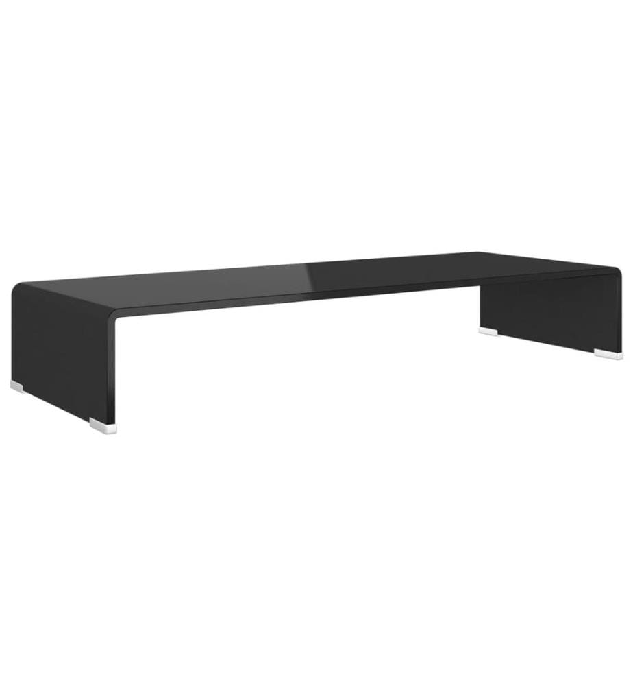 Meuble TV/support pour moniteur 80x30x13 cm verre noir
