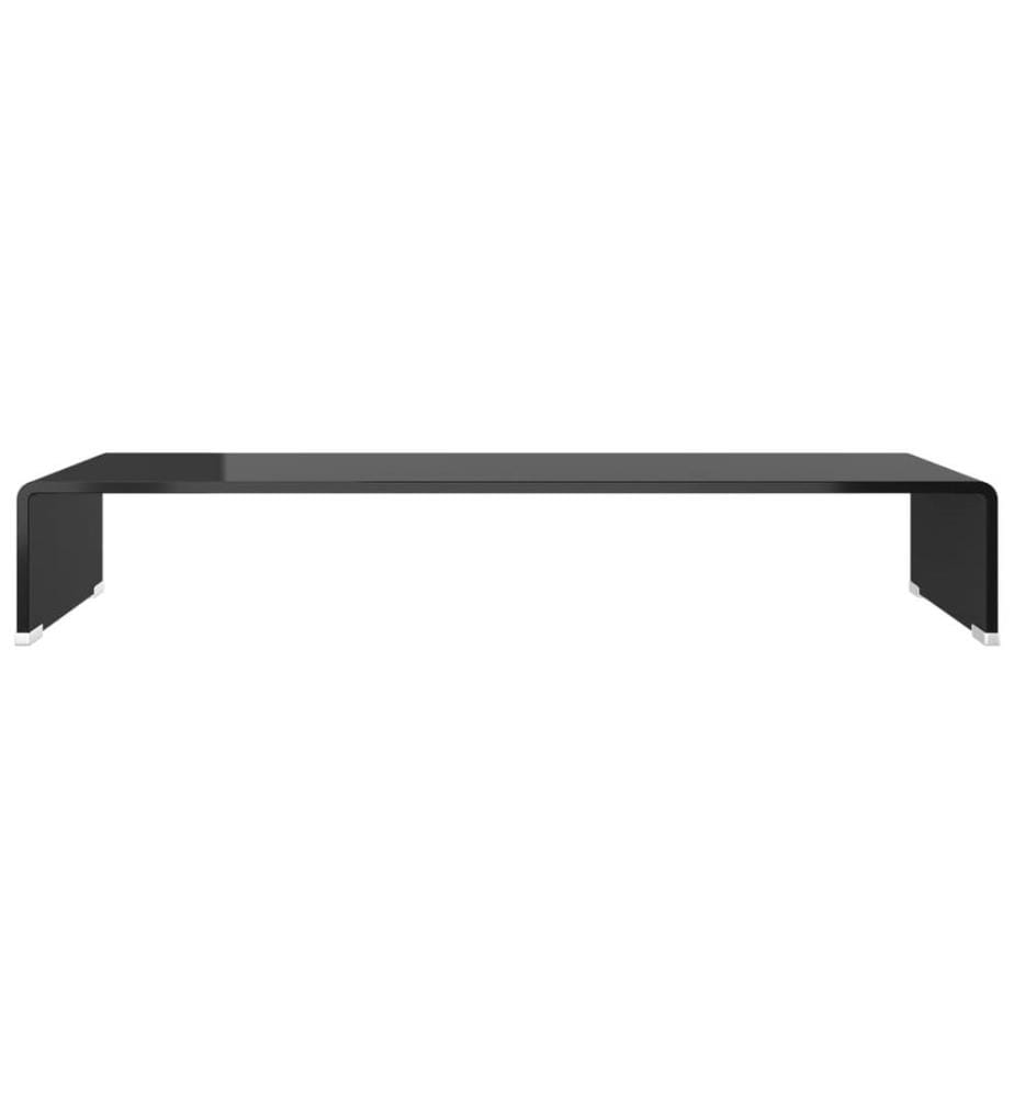 Meuble TV/support pour moniteur 80x30x13 cm verre noir