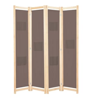 4-teiliger Raumteiler Braun 160 x 170 x 4 cm Stoff