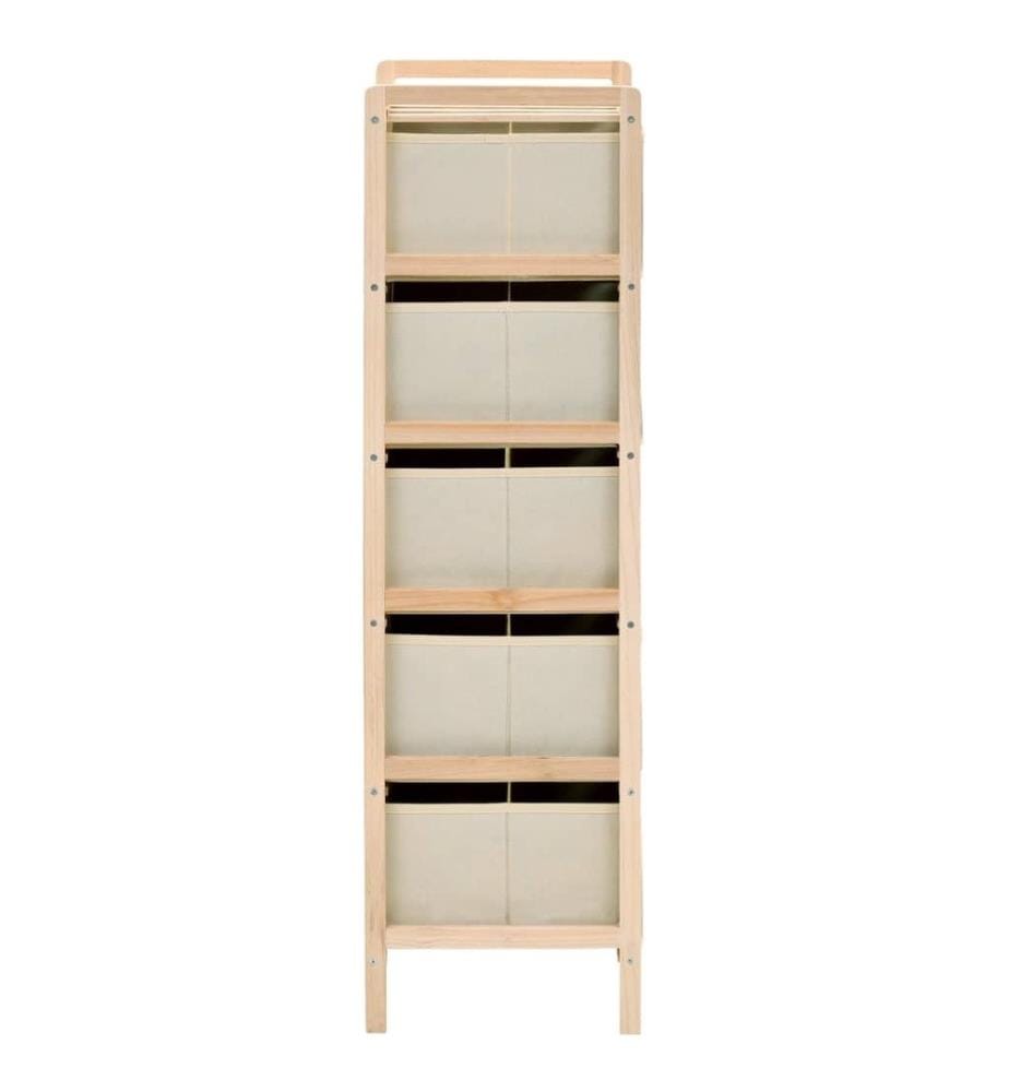 Étagères de rangement avec 5 paniers en tissu 2 pcs Beige Cèdre
