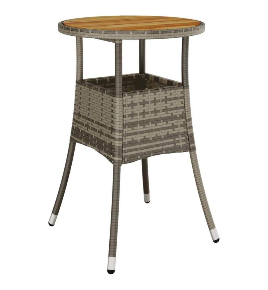 Table de jardin Ø60x75 cm Acacia et résine tressée Gris
