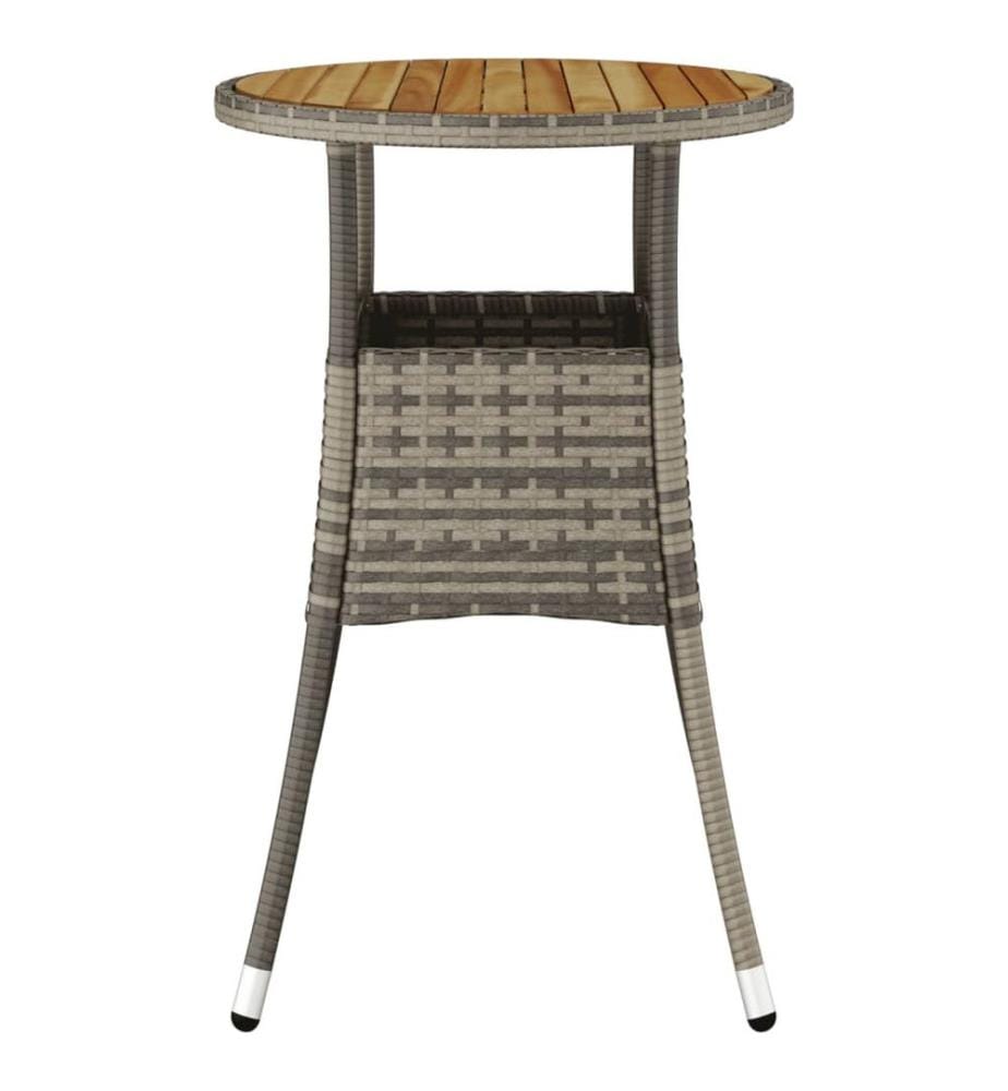 Table de jardin Ø60x75 cm Acacia et résine tressée Gris