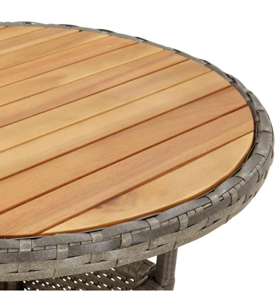 Table de jardin Ø60x75 cm Acacia et résine tressée Gris