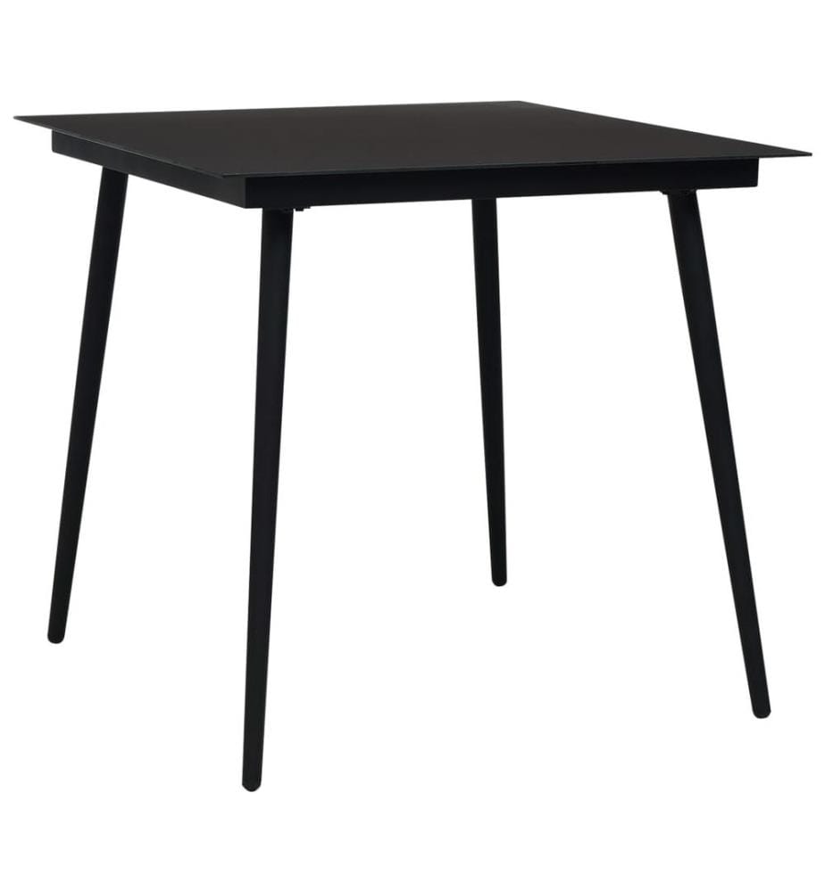 Table à dîner de jardin Noir 80x80x74 cm Acier et verre