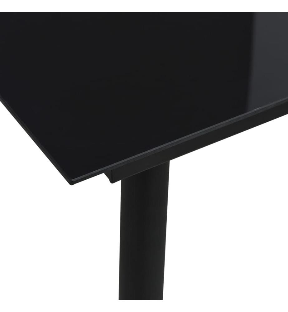 Table à dîner de jardin Noir 80x80x74 cm Acier et verre