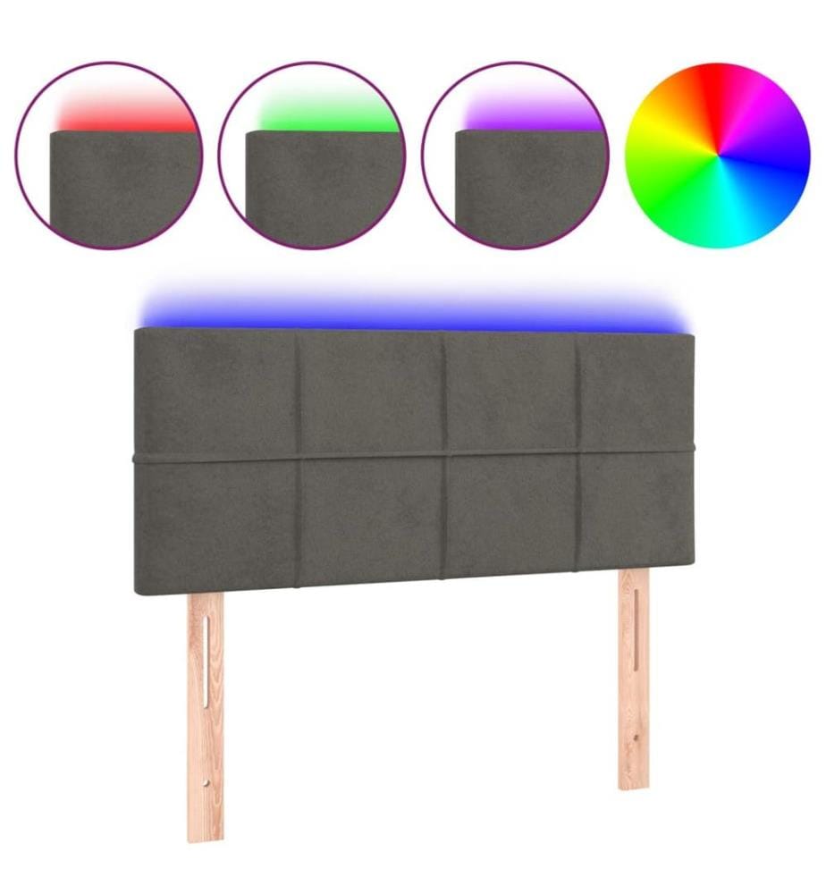 Tête de lit à LED Gris foncé 100x5x78/88 cm Velours