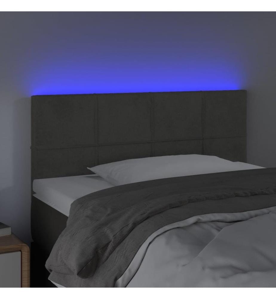 Tête de lit à LED Gris foncé 100x5x78/88 cm Velours