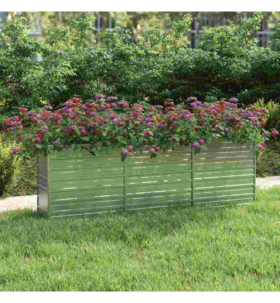 Garten-Hochbeet 240x40x77 cm Verzinkter Stahl Silbern