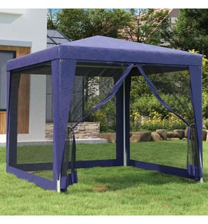 Tente de fête avec 4 parois latérales en maille Bleu 2,5x2,5 m