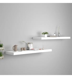 Schweberegale 2 Stk. Weiss 90x23,5x3,8 cm MDF