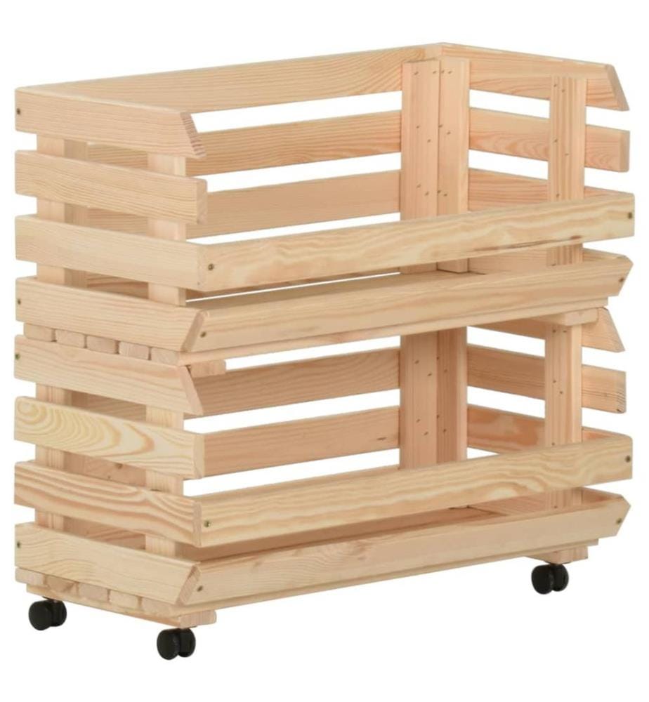 Chariot à légumes 57x30x80 cm Bois de pin solide