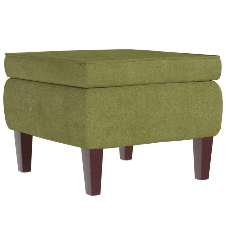Hocker mit Holzbeinen Hellgrün Samt
