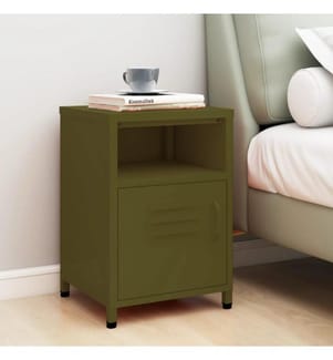 Table de chevet Vert olive 35x35x51 cm Acier